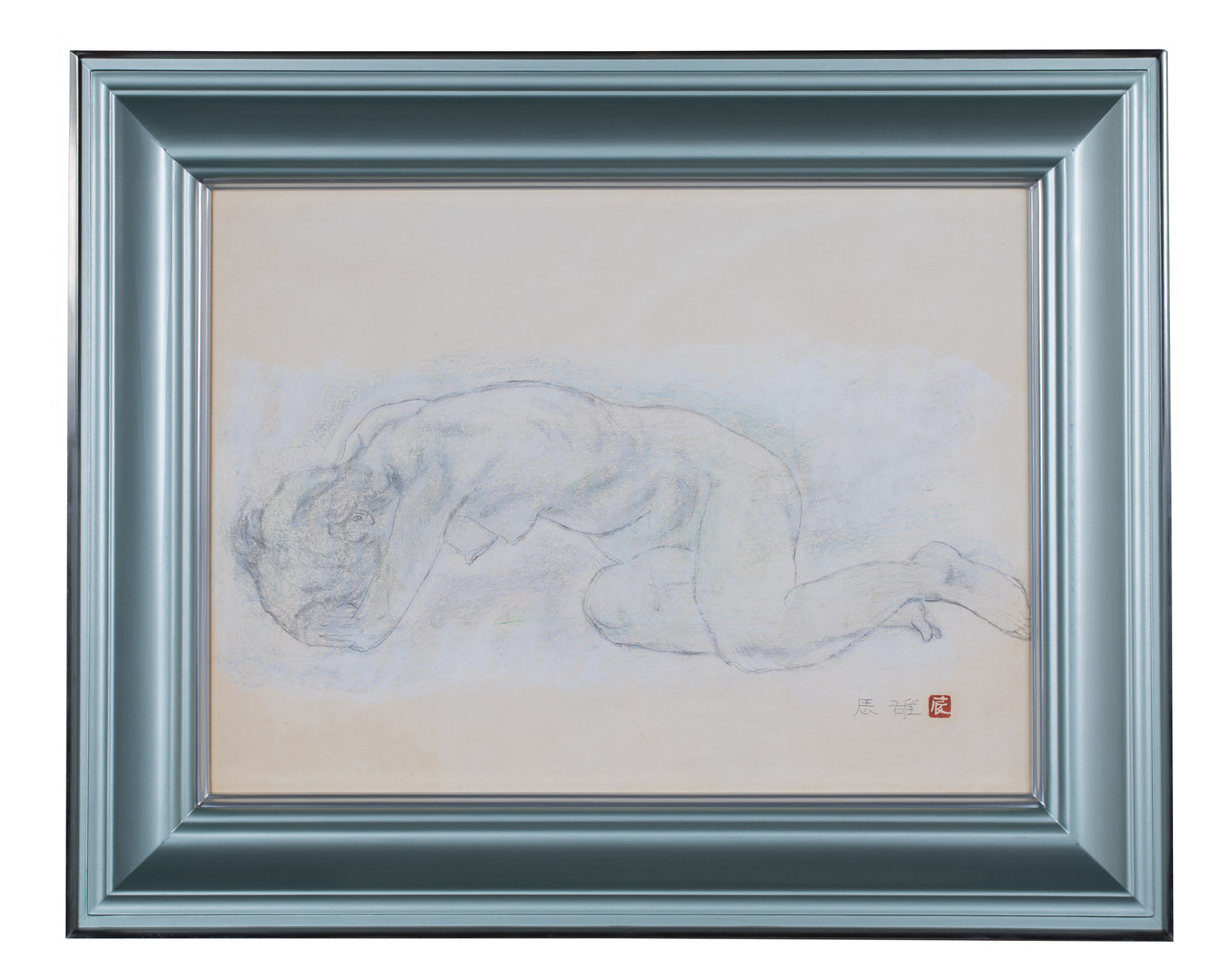 alt="Framed Rafu Sobyou (Nude – Drawing) by Tatsuo Takayama in Nihonga style"
