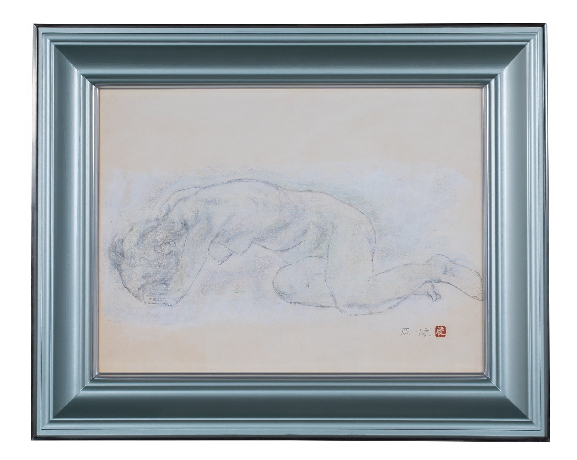 alt="Framed Rafu Sobyou (Nude – Drawing) by Tatsuo Takayama in Nihonga style"
