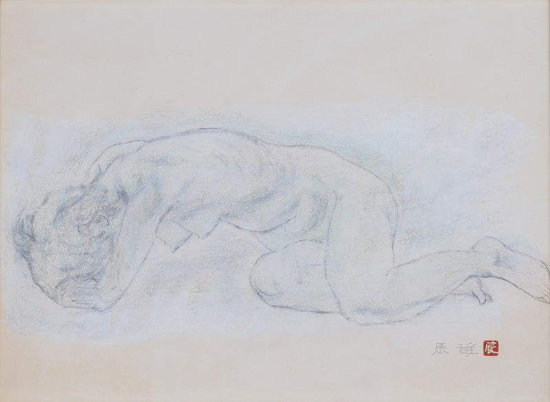 髙山辰雄　「裸婦　素描」　40.8×55.1㎝（10号）　4.8kg　額付き