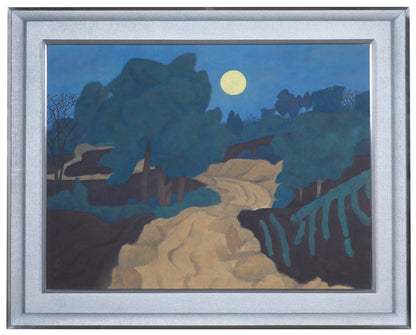 alt="Framed Tsuki painting by Tatsuo Takayama in Nihonga style"
