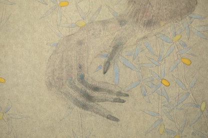 alt="Close-up detail of Gen painting by Koichi Takeuchi in Nihonga style"
