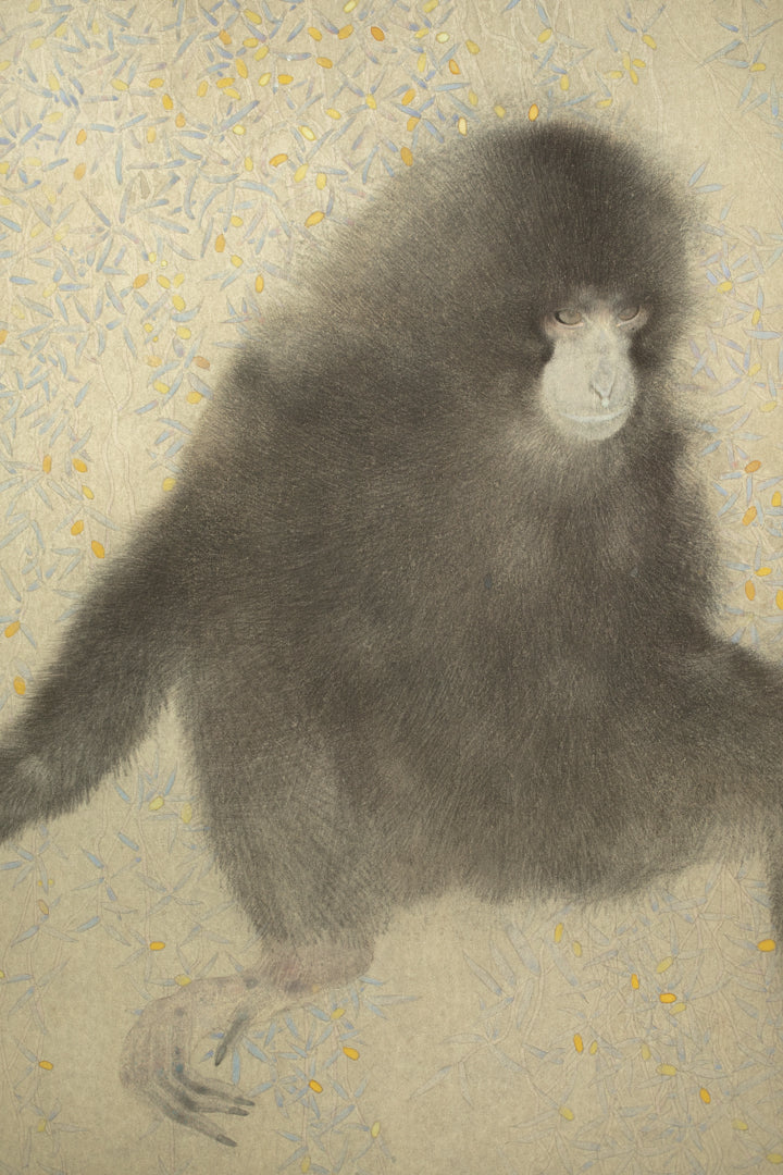 alt="Close-up detail of Gen painting by Koichi Takeuchi in Nihonga style"
