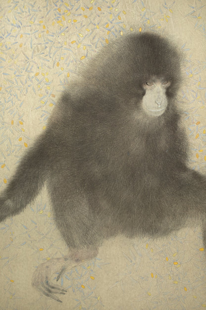 alt="Close-up detail of Gen painting by Koichi Takeuchi in Nihonga style"
