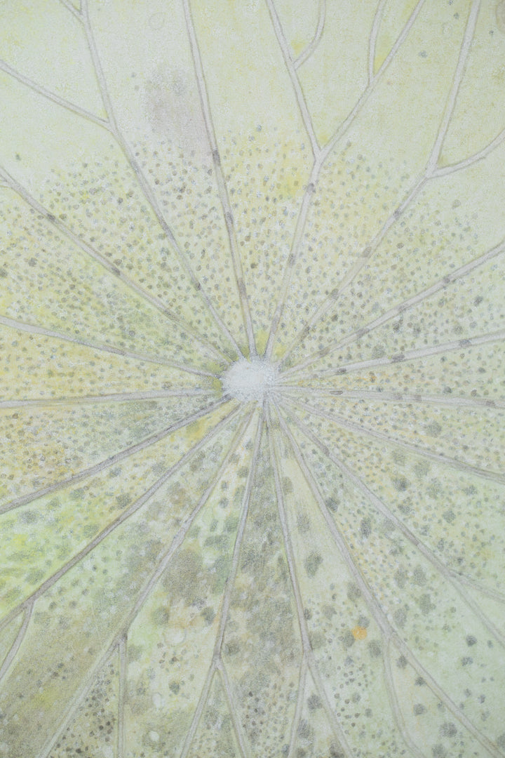 alt="Close-up detail of The Silver Night painting showing the silver fox and surrounding plants by Koichi Takeuchi in Nihonga style"
